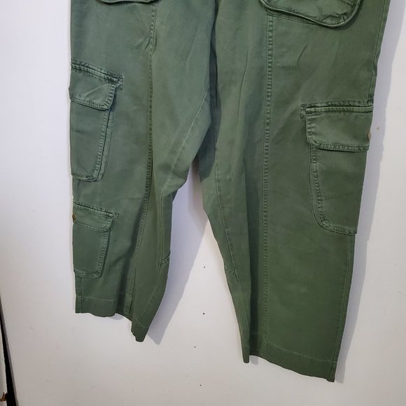 NWT FREE PEOPLE Women's XL Tahiti Kelp Green Low Rise Slouchy Ankle Cargo Pants - Picture 5 of 16